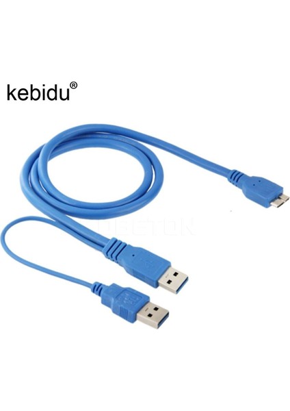 Kebidu Uzunluğu 50 cm Çift USB 3.0 A - Mikro-B USB 3.0 Y Kablosu HDD Kutusu Bilgisayar Kablosu Konektörü (Yurt Dışından)