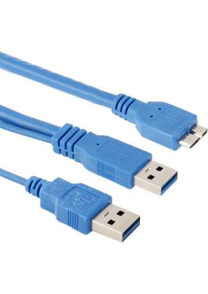 Kebidu Uzunluğu 50 cm Çift USB 3.0 A - Mikro-B USB 3.0 Y Kablosu HDD Kutusu Bilgisayar Kablosu Konektörü (Yurt Dışından)