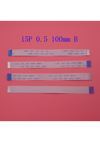 Adet Düz Esnek Kablo Ffc Fpc LCD Kablo Awm 20624 80C 60V Vw-1 Ffc 15PIN 0.5mm Genişlik 8mm 100MM Ileri Aynı Taraf A (Yurt Dışından) modelleri