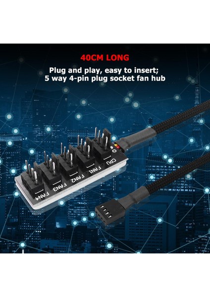40 cm 1 Ila 5 4-Pin Pwm Fan Cpu Hub Splitter Bilgisayar Pc Kasa Soğutucu Güç Adaptörü Ana Bilgisayar Kasası Pc Soğutucu Soğutma Fanı Güç Kablosu (Yurt Dışından)