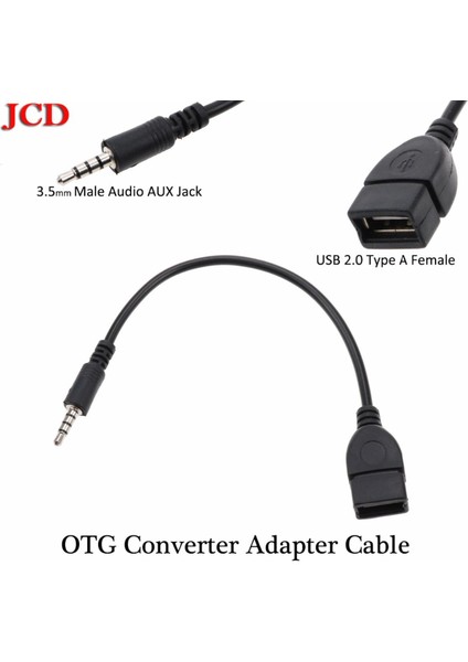 Jcd Yeni 3.5mm Erkek Ses Aux Jakı USB 2.0 Tip A Dişi Otg Dönüştürücü Adaptör Kablosu USB 2.0 Dönüştürücü Kablo Kablosu Araba Mp3 Jy6 (Yurt Dışından)