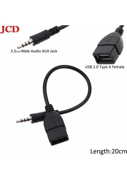 Jcd Yeni 3.5mm Erkek Ses Aux Jakı USB 2.0 Tip A Dişi Otg Dönüştürücü Adaptör Kablosu USB 2.0 Dönüştürücü Kablo Kablosu Araba Mp3 Jy6 (Yurt Dışından)
