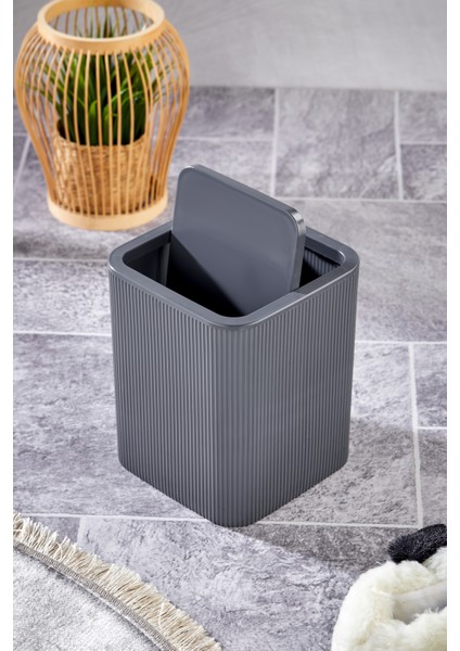 Line Çizgili Kare Kapaklı Klik Çöp Kovası Banyo Mutfak fiyatları