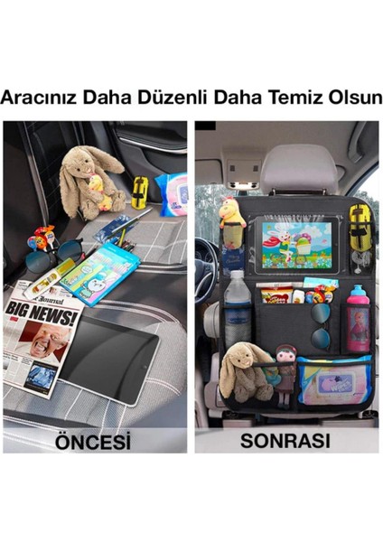 2 Adet Set Oxford Kumaş 8 Bölmeli Araç Koltuk Arkası Organizer Araç Telefon Tablet Eşya Tutucu Düzenleyici