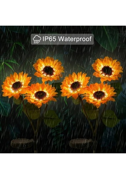 Güneş Enerjili Ayçiçeği LED Bahçe Kazık Işığı Sıcak Sarı Işın 1 Adet indirimleri