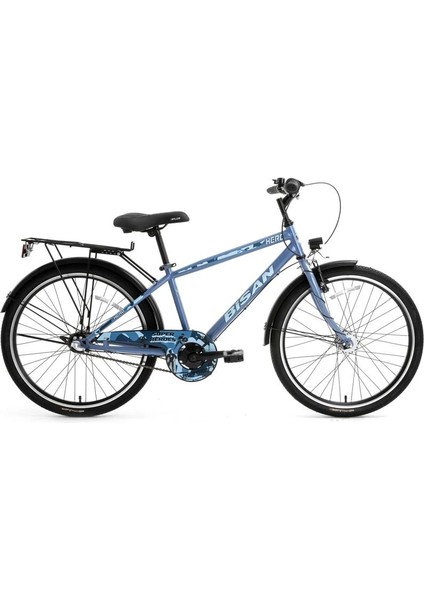 Hero-24 Erkek Şehir Bisikleti 42CM V 26 Jant 3 Vites Metalik Mavi Mavi
