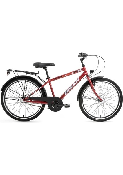 Hero-24 Erkek Şehir Bisikleti 42CM V 26 Jant 3 Vites Metalik Kırmızı Kırmızı