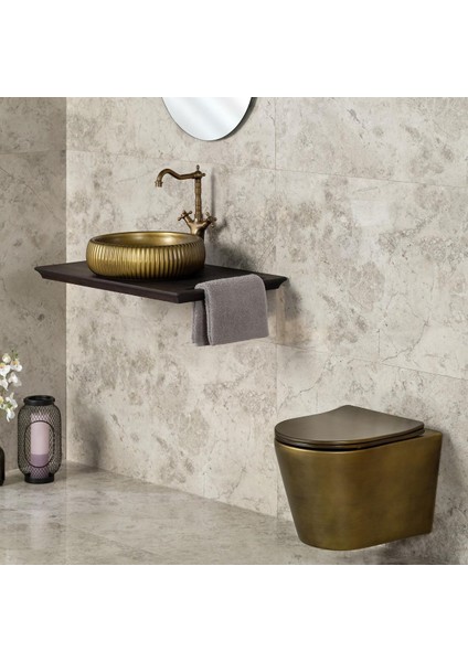 Asma Klozet Kapak Dahil (Mat Bronz) ET-H201BR