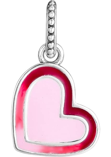 Pembe Kırmızı Asimetrik Kalp Charm