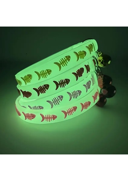 Kedi Boyun Tasması Neon Fosforlu Gece Parlayan Ayarlanabilir 30 cm modelleri