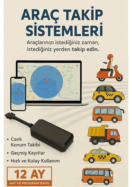 Araç Takip Sistemleri IMEI KAYITLI Mobil Gprs Taşıt Takip Ürünü (1 Yıl Server Hediyeli)