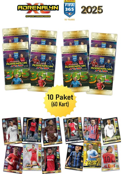Fıfa 365 Adrenalyn Xl 2025 Futbolcu Kartları 10 Paket (60 KART)