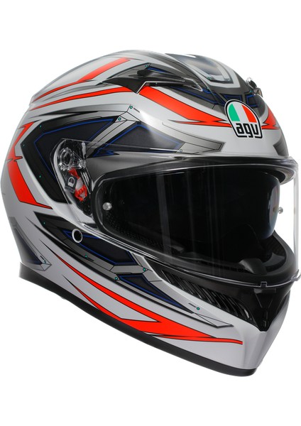 K3 E2206 Space Matt White Red Fluo Kapalı Kask