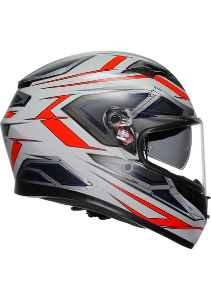 K3 E2206 Space Matt White Red Fluo Kapalı Kask