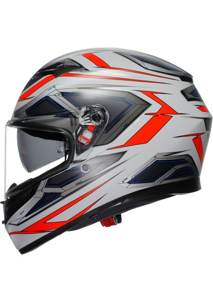 K3 E2206 Space Matt White Red Fluo Kapalı Kask