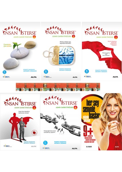 Mümin Sekman Kitaplığı-Her Şey Seninle Başlar 9+,insan Isterse-Azmin Zaferi Öyküleri1-2-3-4-5 (6kitap)