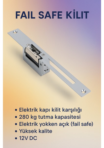 Fail Safe Elektronik Kapı Kilit Karşılığı-(Enerji Yokken Açık )