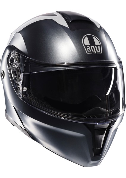 Streetmodular Resı Matt Grey Silver Red Çene Açılır Kask