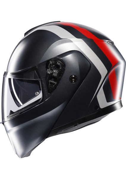 Streetmodular Resı Matt Grey Silver Red Çene Açılır Kask