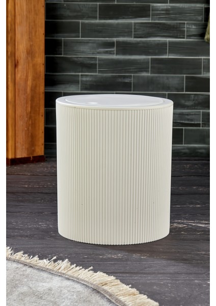 Line Çizgili Yuvarlak Kapaklı Klik Çöp Kovası Banyo Mutfak