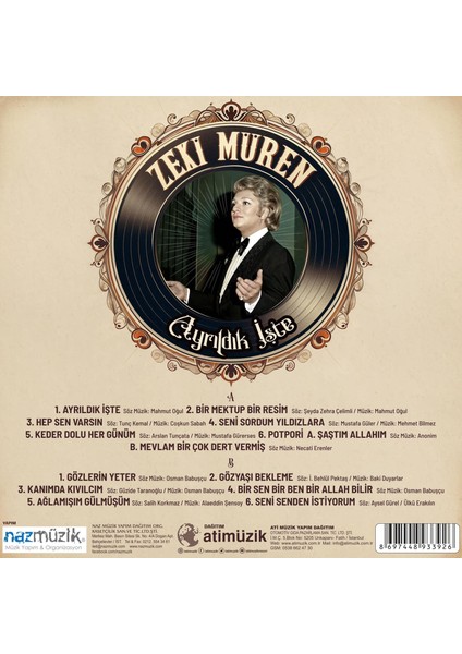 Zeki Müren - Ayrıldık Işte (Plak) fiyatları