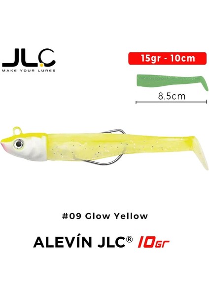 Alevin 10GR. Kafa 85MM Vücut Silikon Balık #9 Glow Yellow modelleri