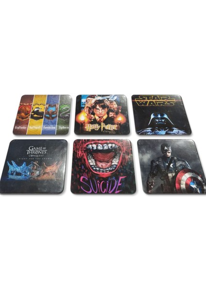 24'lü Takım Kare Afiş Star Wars Game Of Thrones La Casa De Papel Bardak Altlıkları(10 X10 Cm)