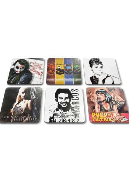 24'lü Takım Kare Afiş Star Wars Game Of Thrones La Casa De Papel Bardak Altlıkları(10 X10 Cm)