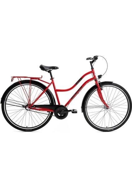 Bella-24 Kadın Şehir Bisikleti 42CM V 26 Jant 3 Vites Bayrak Kırmızısı Siyah