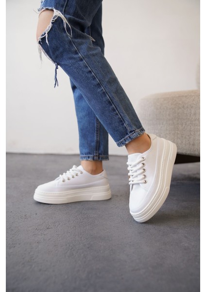 Kadın Blade Keten Yazlık Spor Ayakkabı - Beyaz