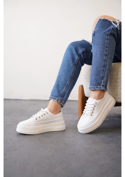 Kadın Blade Keten Yazlık Spor Ayakkabı - Beyaz modelleri