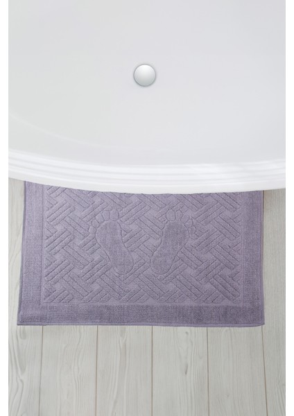 Banyo Zikzak Desenli Ultra Kalın Pamuk Gri 2'li Ayak Havlusu 50x70 cm