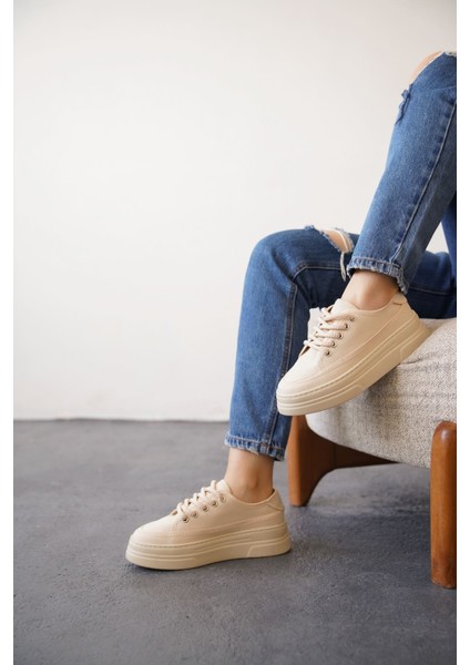 Kadın Blade Keten Yazlık Spor Ayakkabı - Ten