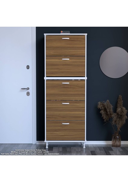 Varbi Umay' 2 Li Antre Hol 52 x 193 x 25, 5 cm ’ Lik 5 Düşer Kapak 10 Raflı Ayakkabılık
