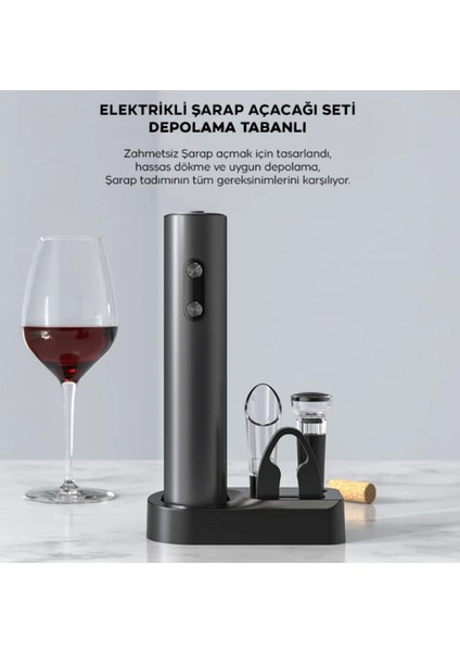 Otomatik Şarap Açacağı Tırbişon Elektrikli Şarap Açma Aparatı Mantar Şişe Açacağı