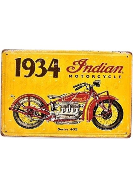 Koleksiyon Indian Motorcycle 1934 Metal Plaka Levha 20X30CM