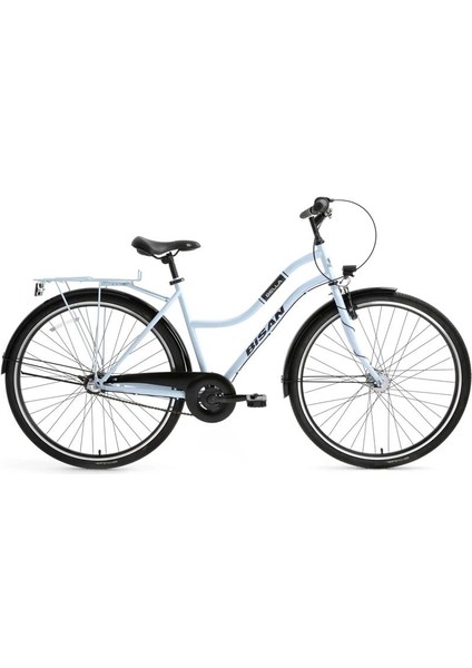 Bella-24 Kadın Şehir Bisikleti 34CM V 24 Jant 3 Vites Buz Mavi Siyah
