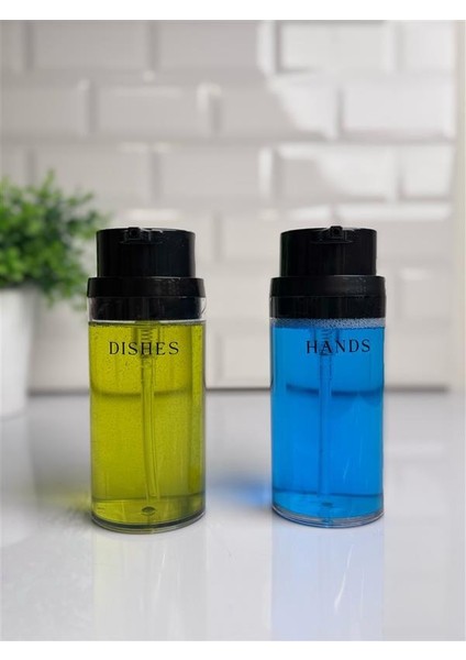Siyah Deluxe Yuvarlak 2'li Şeffaf Sıvı Sabunluk