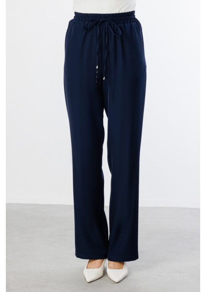 Kadın Bol Paça Krep Pantolon 2062 Lacivert modelleri