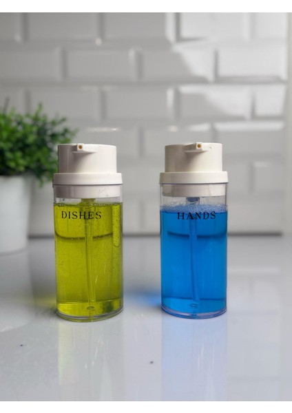 Beyaz Deluxe Yuvarlak 2'li Şeffaf Sıvı Sabunluk