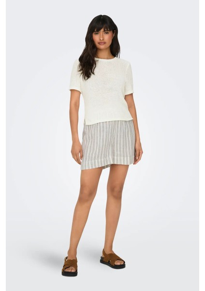 Kadın Onlsunny Kısa Kollu Triko Bluz 15254282 Ekru fiyatları