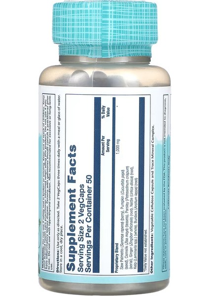 Solaray, Saw Palmetto Blend Sp-16, 100 Vegcaps fiyatları