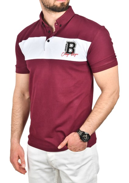 Erkek Slim Fit Nefes Alan Pamuklu Kumaş Dar Kesim Kıvrılmaz Yaka Polo Yaka Tişört 2503019