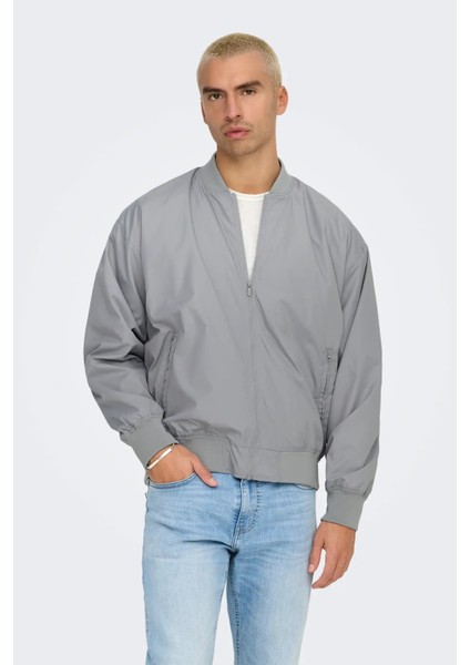 Erkek Onsgavın Ribanalı Mevsimlik Spor Bomber Ceket 22030757 Gri