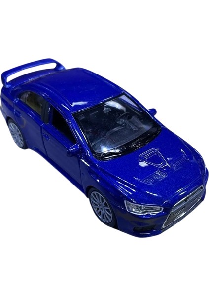 Mitsubishi Lancer Evo x 1/36 12 cm Ölçek Diecast Metal Model Çek Bırak Araba Mavi