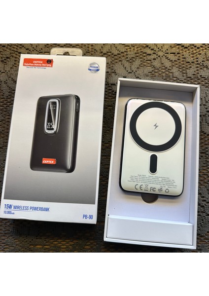Iphone Uyumlu Magsafe Powerbank Kablosuz Telefon Şarj Aleti 15W 10.000 Mah Pb-90 fiyatları