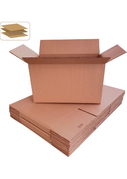 35X20X20 cm Koli - Kutu | 10'lu Paket 3 mm Hafif Eşya Kutusu Tek Oluklu