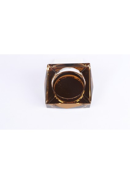 Kristal Kahverengi Şeffaf Küllük / Kül Tablası – Modern Elmas Kesim 3477-3