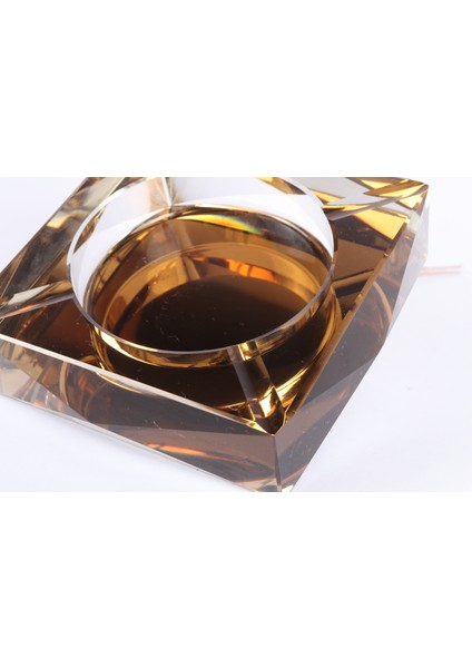 Kristal Kahverengi Şeffaf Küllük / Kül Tablası – Modern Elmas Kesim 3477-3 fiyatları