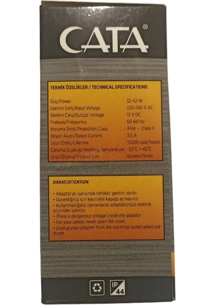 Cata 3.5 Amper 12 Volt Fişli Adaptör - CT-2552 indirimleri